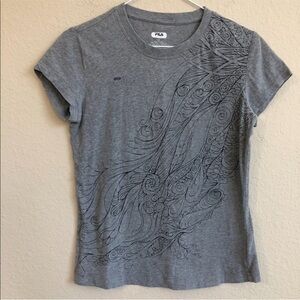 Fila Sport Shirt Gray T-Shirt Line Design Graphic
